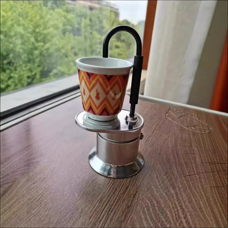 Aluminum Alloy Single Conduit 50ml Mini Moka Pot Camouflage Mini Single Cup Coffee Pot Italian Outdoor Coffee Machine