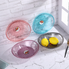 透明幾何浮雕款簡約家居用個性幾何可手提水果零食乾果收納果盤