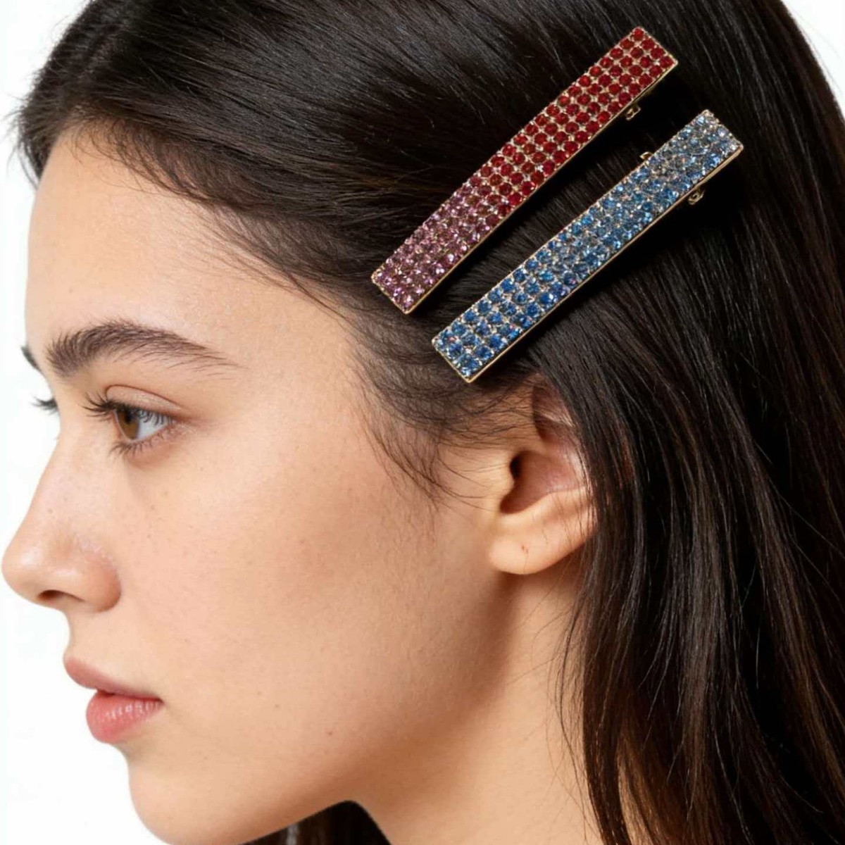 韩版超闪高级感水钻边夹甜酷金属刘海夹碎发卡子侧边对夹满钻发饰