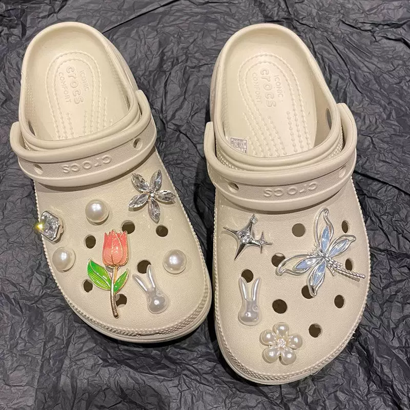 Аксессуары Crocs, набор цветов для обуви DIY, Xiaohongshu рекомендует стразовые яркие многоцветные сменные наборы цветов для обуви Crocs