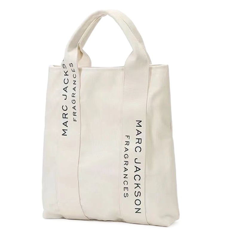 Revista japonesa Apéndice marca de moda de lona gruesa de color blanco cremoso con un solo hombro bolsa de compras abierta