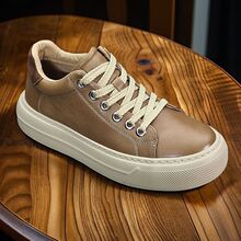 外贸尾单真皮男鞋品牌断码剪标特价英伦厚底轻便百搭运动休闲板鞋