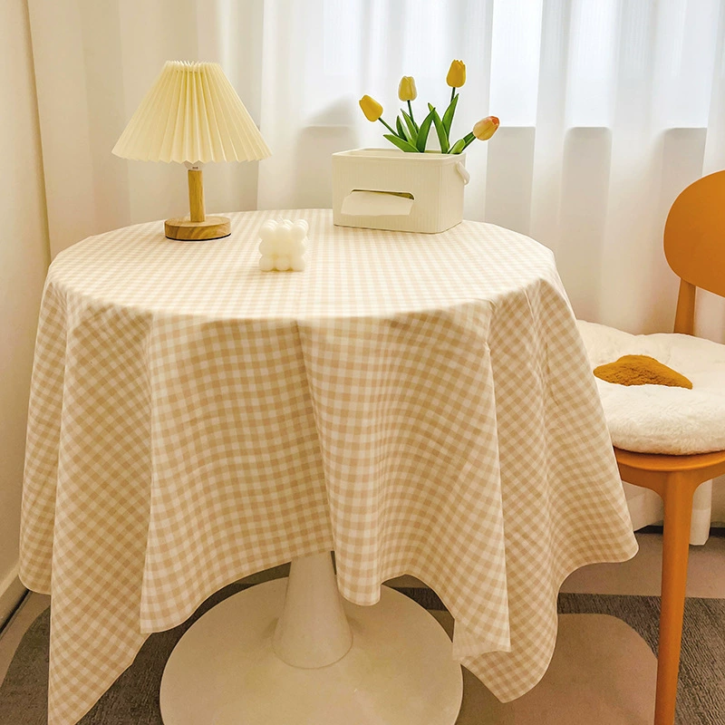 Net red plaid tablecloth Ins wind girl heart round table cloth layout dust dining table cloth coffee table padding