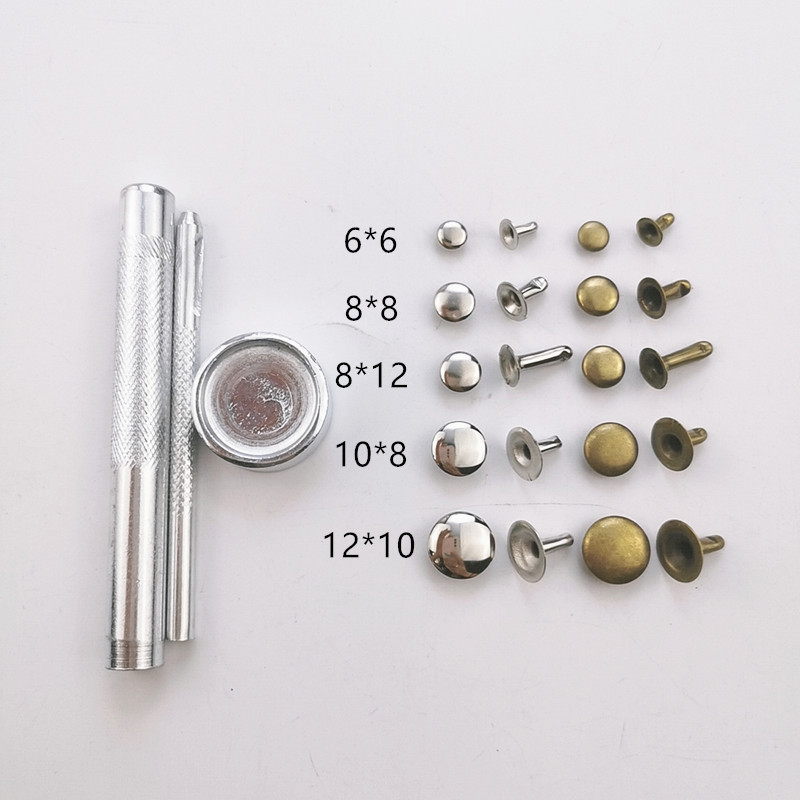 200 sets de 5 tamaños de un solo lado remaches 2-color hit nail accesorios de cuero de uñas hembra tapa de metal de suministro transfronterizo