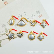 新中式宋锦非遗diy手工染布刺绣合金耳钉底托耳坠饰品配件材料