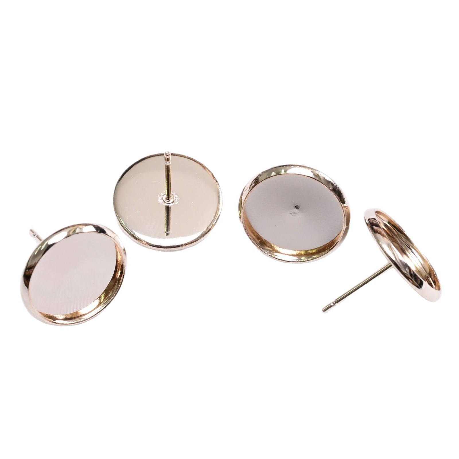 保色14k包金円盤ピアスステンレス10mm 12mm内径底トレイdiy半製品耳飾り部品