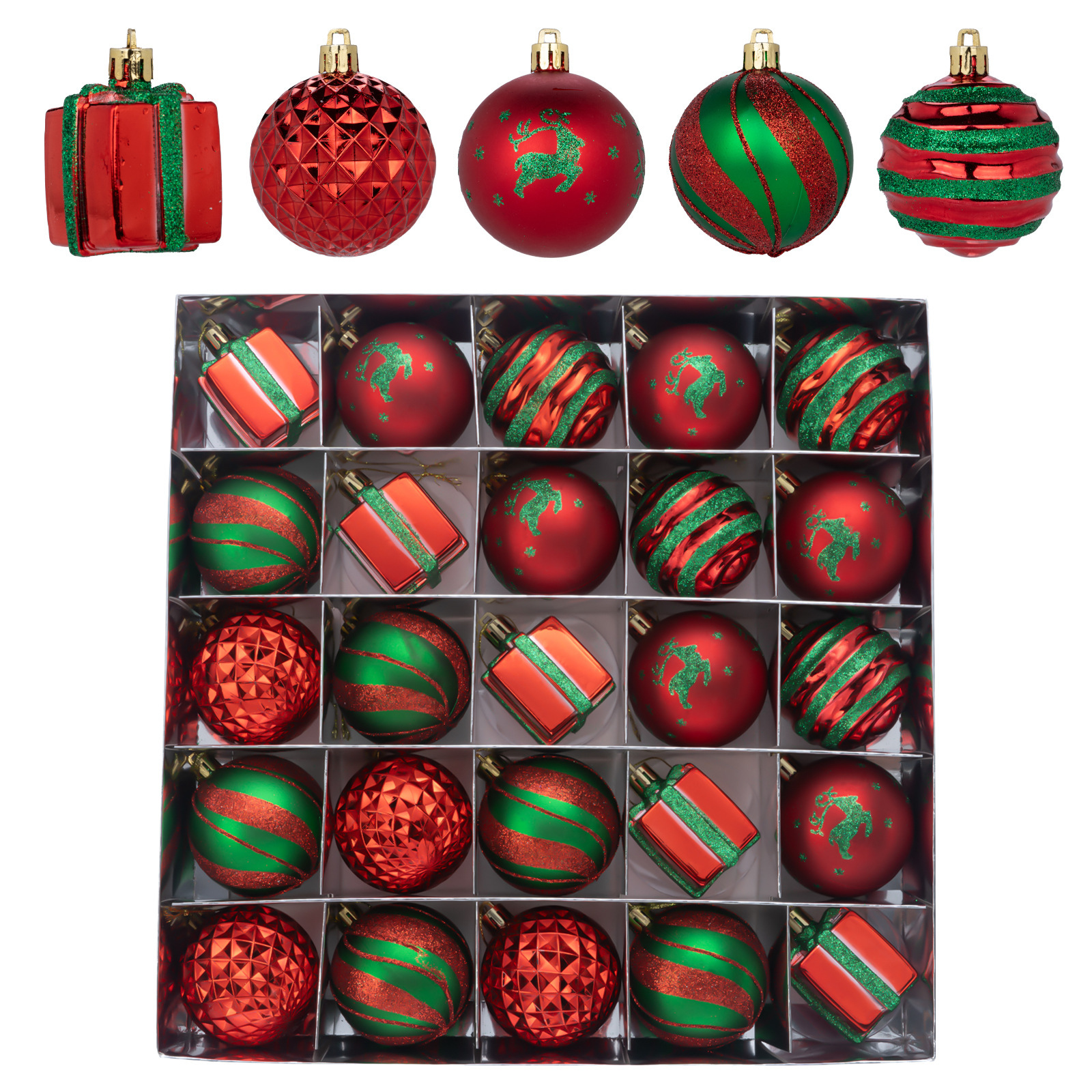 Navidad 25PCS set galvanizado bola de Navidad de plástico colgante de árbol de Navidad bola decorativa