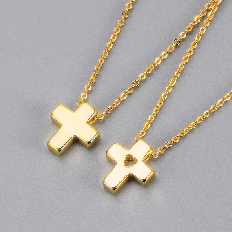 Cross-border Women's Simple Cross Necklace Elegant All-match Pendant Niche Collarbone Chain European and American Vintage Jewelry Women's Fashion
