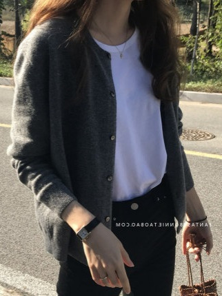 韩版毛衣外套女慵懒风黑色针织衫空调开衫外穿上衣2025春秋装新款|undefined