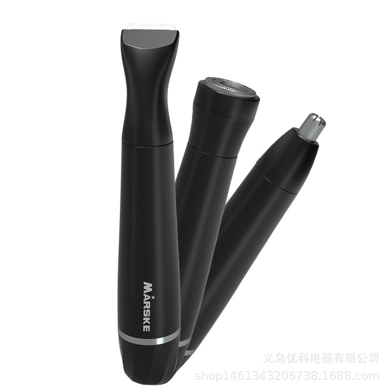Tubo de aluminio metálico transfronterizo cortador de pelo de nariz eléctrico pintura para hornear recargable multifuncional reparador de pelo de afeitado de nariz dos en uno image 29