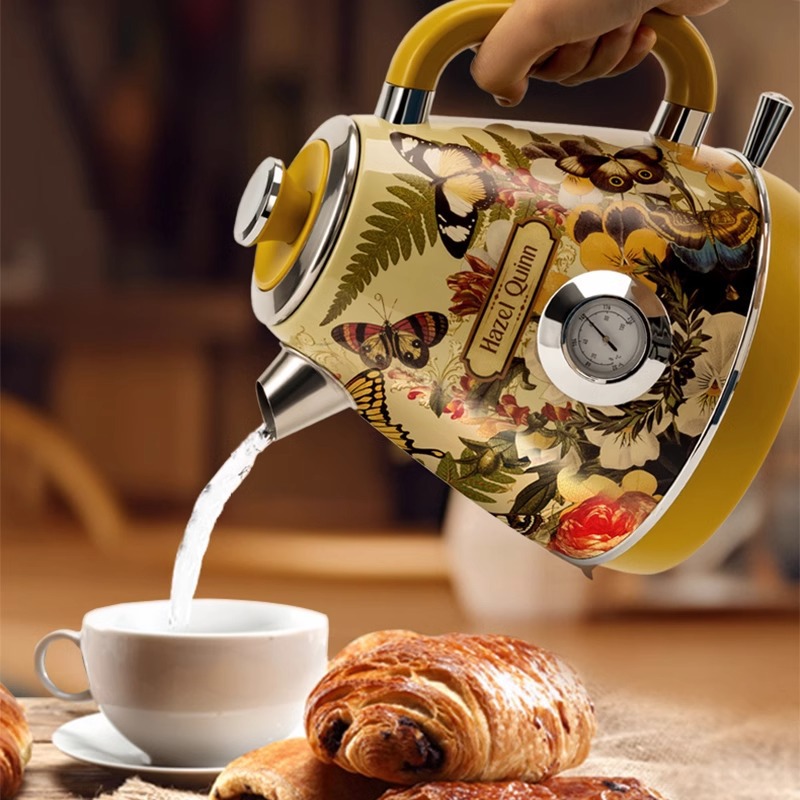 Electric Water Kettle Temperature Display Retro Anti-Dry Boiling Household Water Kettle Large Capacity High Appearance 304 Stainless Steel Water Kettle