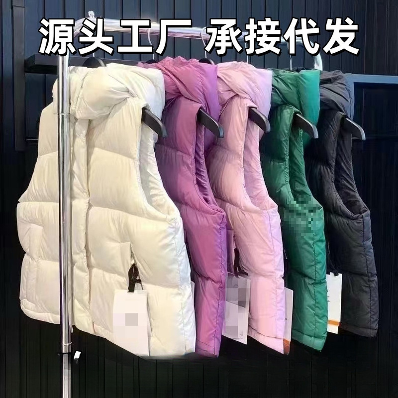 Putian high-quality Lulu vest down jacket, women's four-panel puff sleeveless vest, bread-style jacket, wholesale Putian high-quality Lulu vest down jacket, women's four-panel puff sleeveless vest, bread-style jacket, wholesale