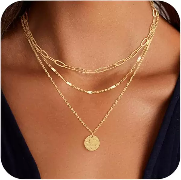 Amazon's New Layered Gold Necklace Stacking Exquisite Adjustable Necklace Set Simple Women's Jewelry