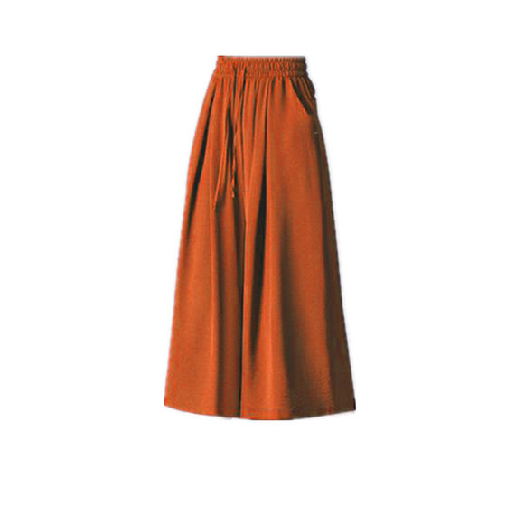 Ice Silk Wrinkled Linen Capri Culottes Women's 2025 Summer New Arrival Loose Slimming Women's Pants Thin Dose Casual Pants