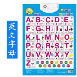 26个英文字母有声挂图发声墙贴画幼儿看图识汉字认知卡拼音表