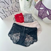浪漫早秋~ 法式性感水溶软蕾丝全包臀女士内裤重工透明诱惑三角裤