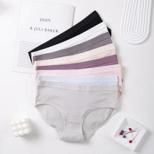 【定制】跨境内裤女 纯色中腰大码包臀女内裤学生纯棉女士内裤