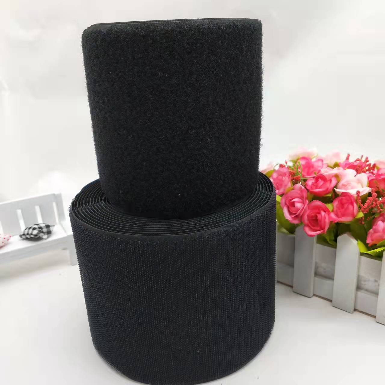 优质混纺尼龙魔术贴 黑白彩色勾面毛面粘扣带无胶冲型锦一勾合勾