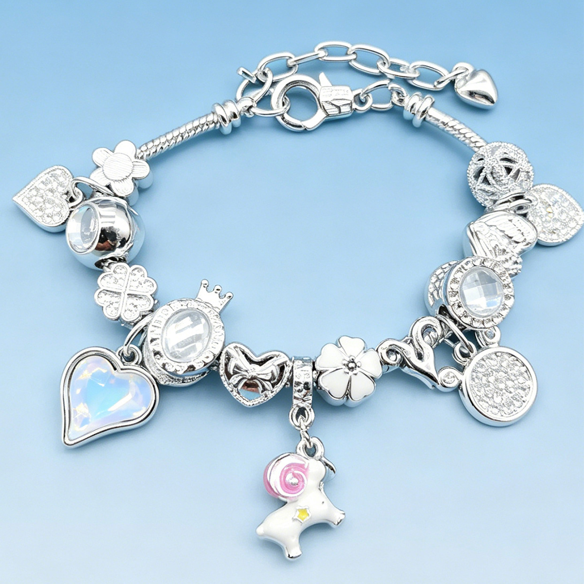 Brazalete Panjia DIY doce signos Brazalete diamante amor pentagramas árbol de la vida cuatro hojas joyas de moda