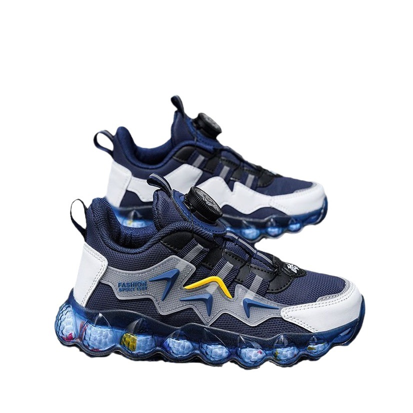 Zapatos de los niños zapatilla Otoño e Invierno de malla de cuero hebilla giratoria moda de moda Zapatos de la escuela primaria zapatos de los niños