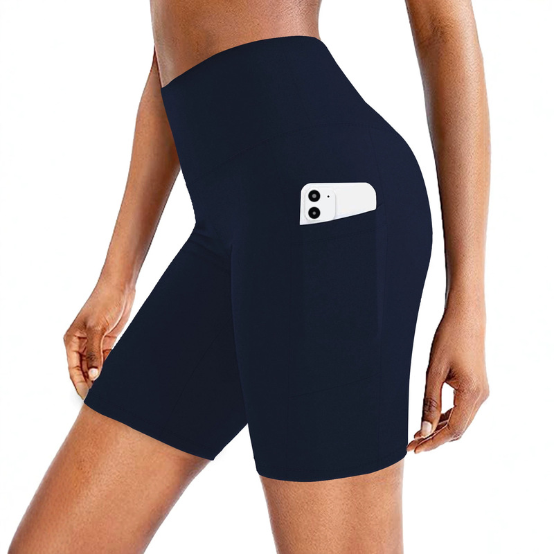 European and American style nude-feel yoga shorts with pockets, skin-friendly, tight-fitting, butt-lifting, elastic sports fitness shorts, cross-border European and American style nude-feel yoga shorts with pockets, skin-friendly, tight-fitting, butt-lifting, elastic sports fitness shorts, cross-border