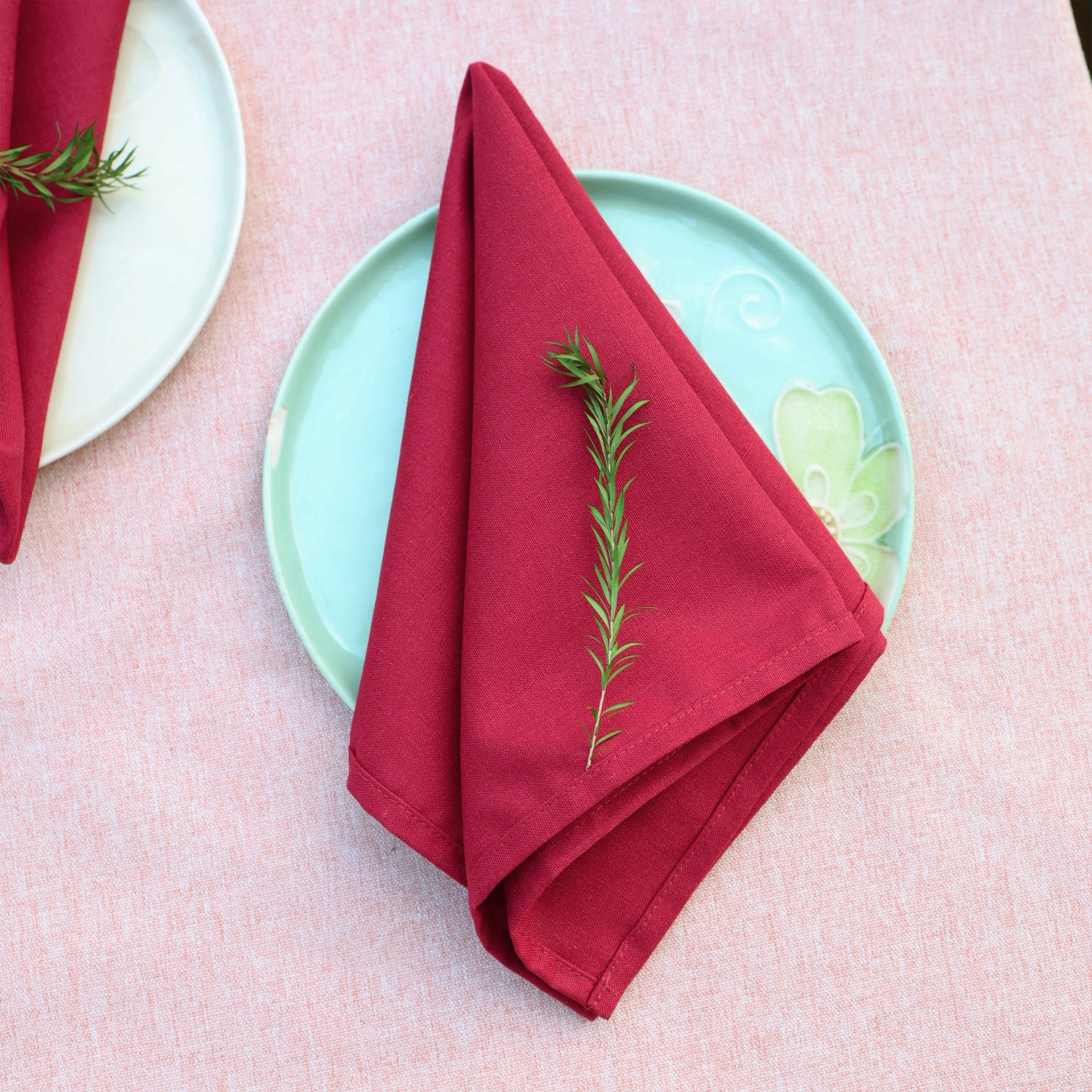Servillas de lino algodón de Navidad comida occidental hotel de boda mesa de flores plegables tazas toallas de té sólidas almohadilla