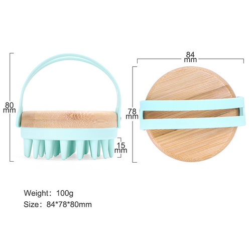 New environmentally friendly food-grade silicone bamboo wood shampoo brush artifact scalp meridian massage brush head shampoo comb