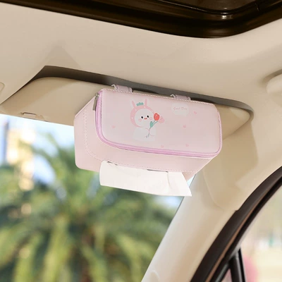 Car Tissue Box Creative Car Tissue Box Tissue Bag Car Hanging Sun Visor Tissue Box High-End (Car tissue box/set) - tulip-bunny