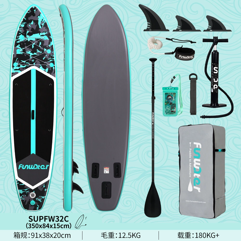 Надувная SUP Funwater для серфинга-стэнд-ап, варианты 335–385 см с веслом/сиденьем/основанием под камеру