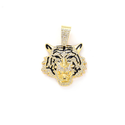 Overseas and American Hip-Hop Jewelry and Accessories Exaggerated Tiger Head Pendant Necklace for Men, Cool Nightclub and Party Decorations