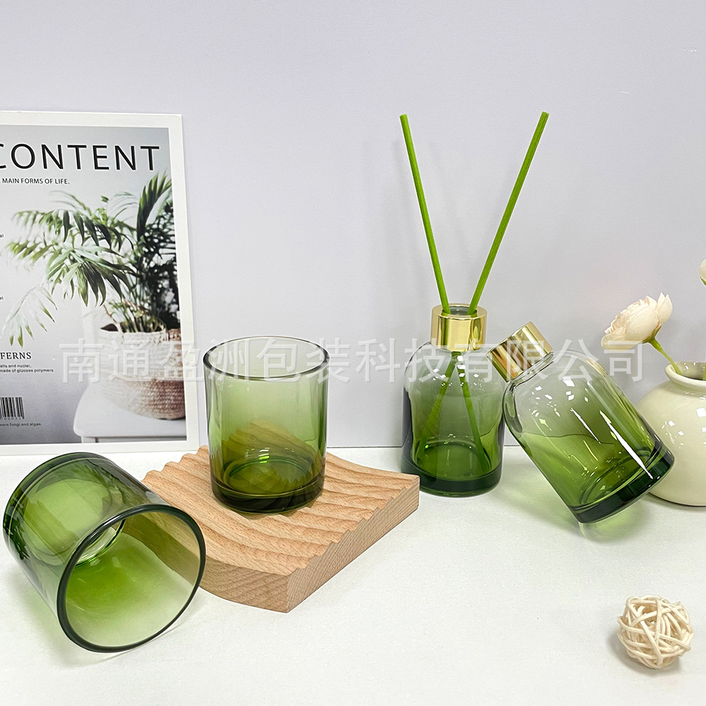 Nuevos productos al por mayor con múltiples especificaciones de la misma serie de botellas de vidrio aromáticas, tazas de velas, botellas volátiles sin caña de fuego, soporte de botellas de vidrio