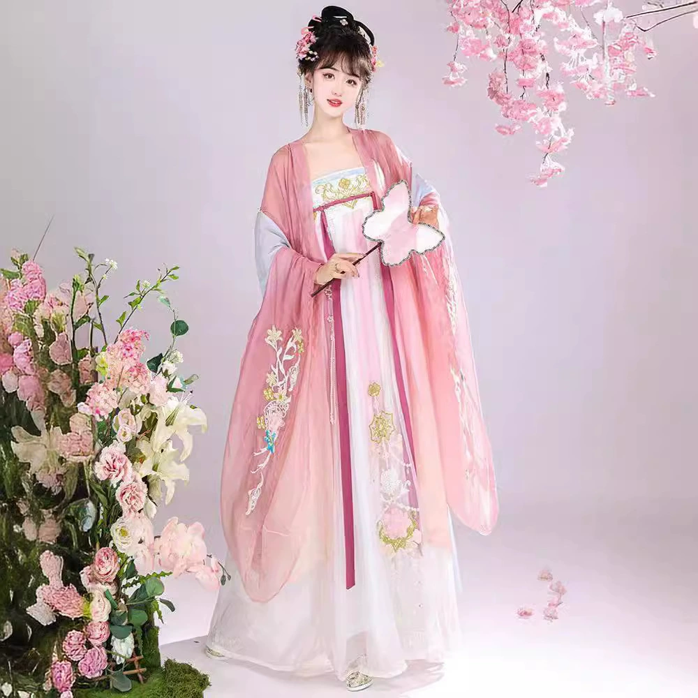 Новая весенняя летняя тонкая цветочная китайская одежда в китайском стиле улучшенная тяжелая китайская вышивка с большими рукавами