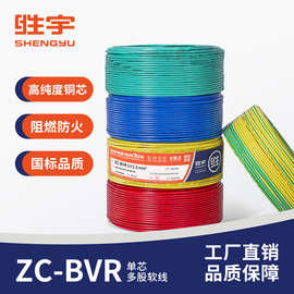 广东胜宇电缆ZC--BVR1.5/2.5/4/6平多股软线家装电线国标阻燃铜芯