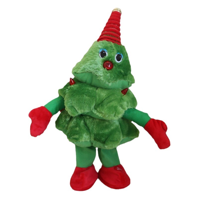 Árbol de Navidad muñeca de alces ancianos con canto transfronterizo y grabación de baile juguete de peluche eléctrico regalo de Navidad