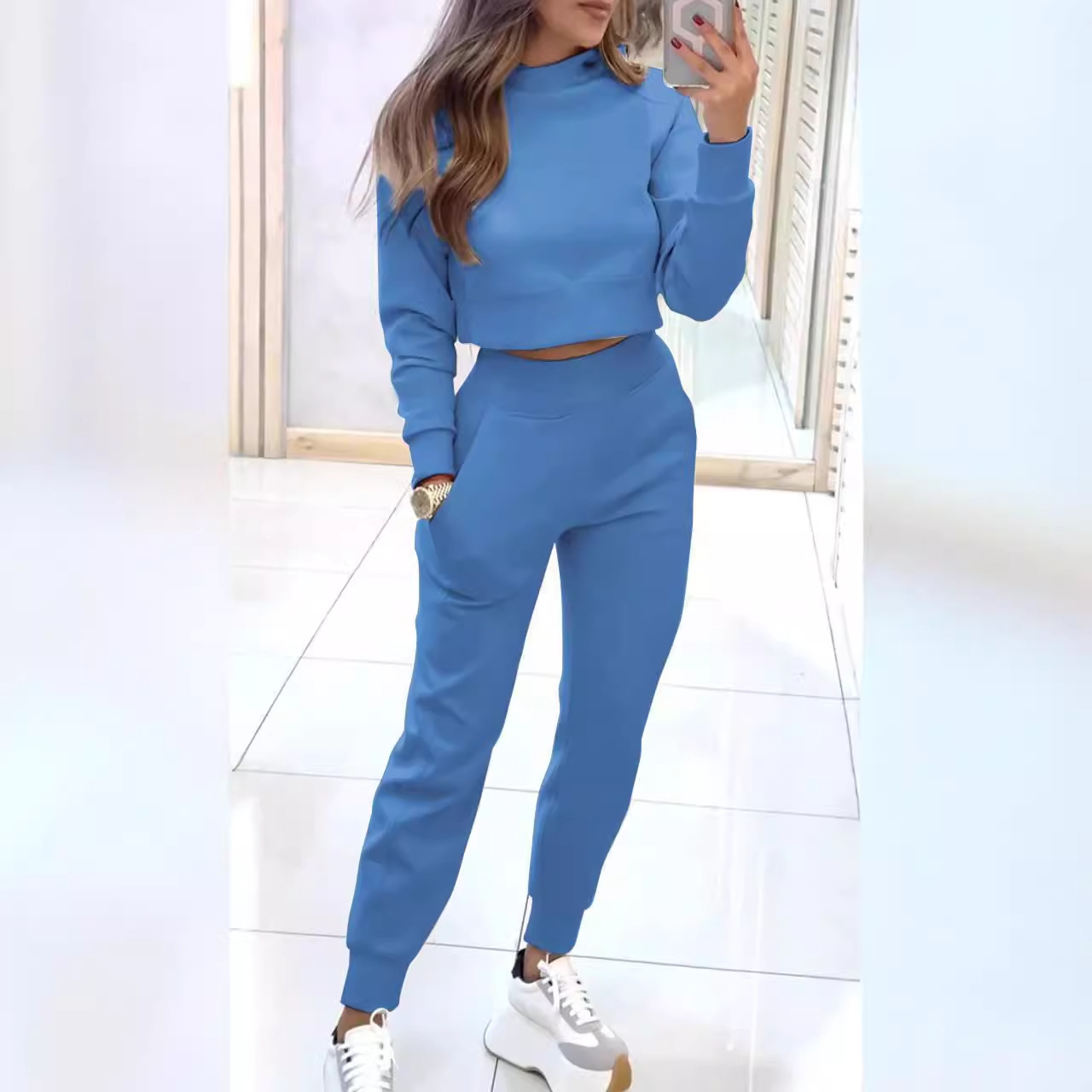 Women's Clothing New Style_Autumn and Winter Women's High necked Slim Long sleeved Casual Suit_ipsvogv.com