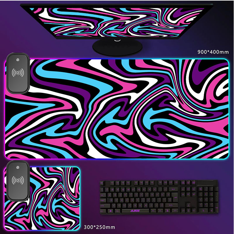 Transfronteriza al por mayor de fábrica nuevo patrón abstracto serie de carga inalámbrica mouse pad color mágico luminoso RGB mouse pad