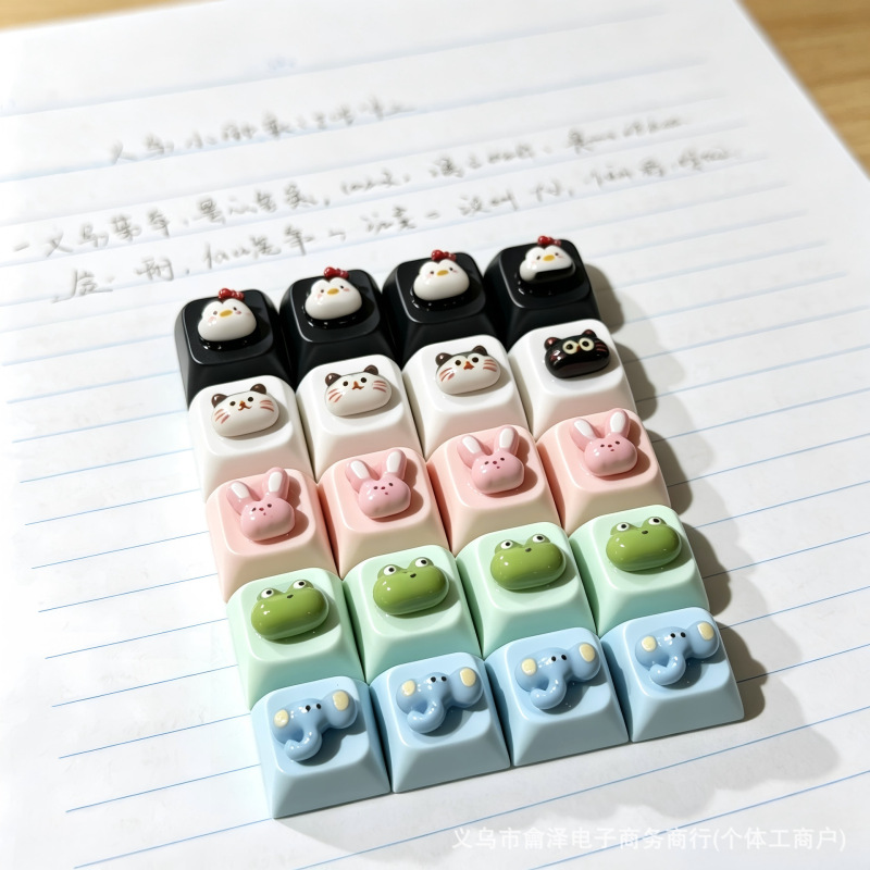 Keyzonic Cross-Border Frog and Penguin Cute Stress-Relief Keys DIY Keycap Switches Universal Dopamine Colorful Wholesale