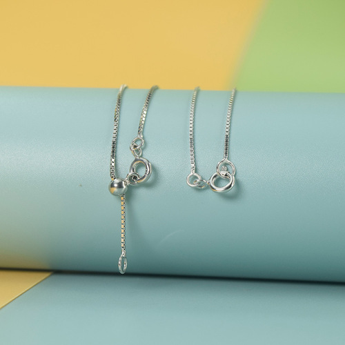 S925 sterling silver versatile chain with pendant box chain Y-shaped chain adjustable with pearl empty support white gold
