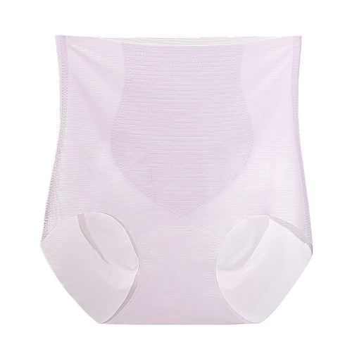 High-waisted ice silk seamless tummy control underwear for women, silk protein antibacterial bottom crotch lifting sports yoga thin briefs