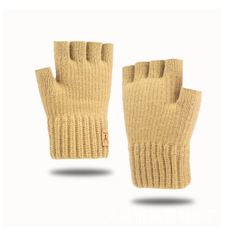 Nuevos guantes de medio Dedo de los hombres a prueba de frío cálido forrados de lana engrosada Otoño e Invierno pantalla táctil escritura guantes de ciclismo al por mayor