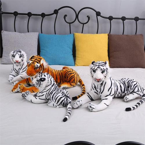 Simulation tiger plush toy sound control realistic white tiger figure ornament lucky charm doll wholesale floor display teddy bear