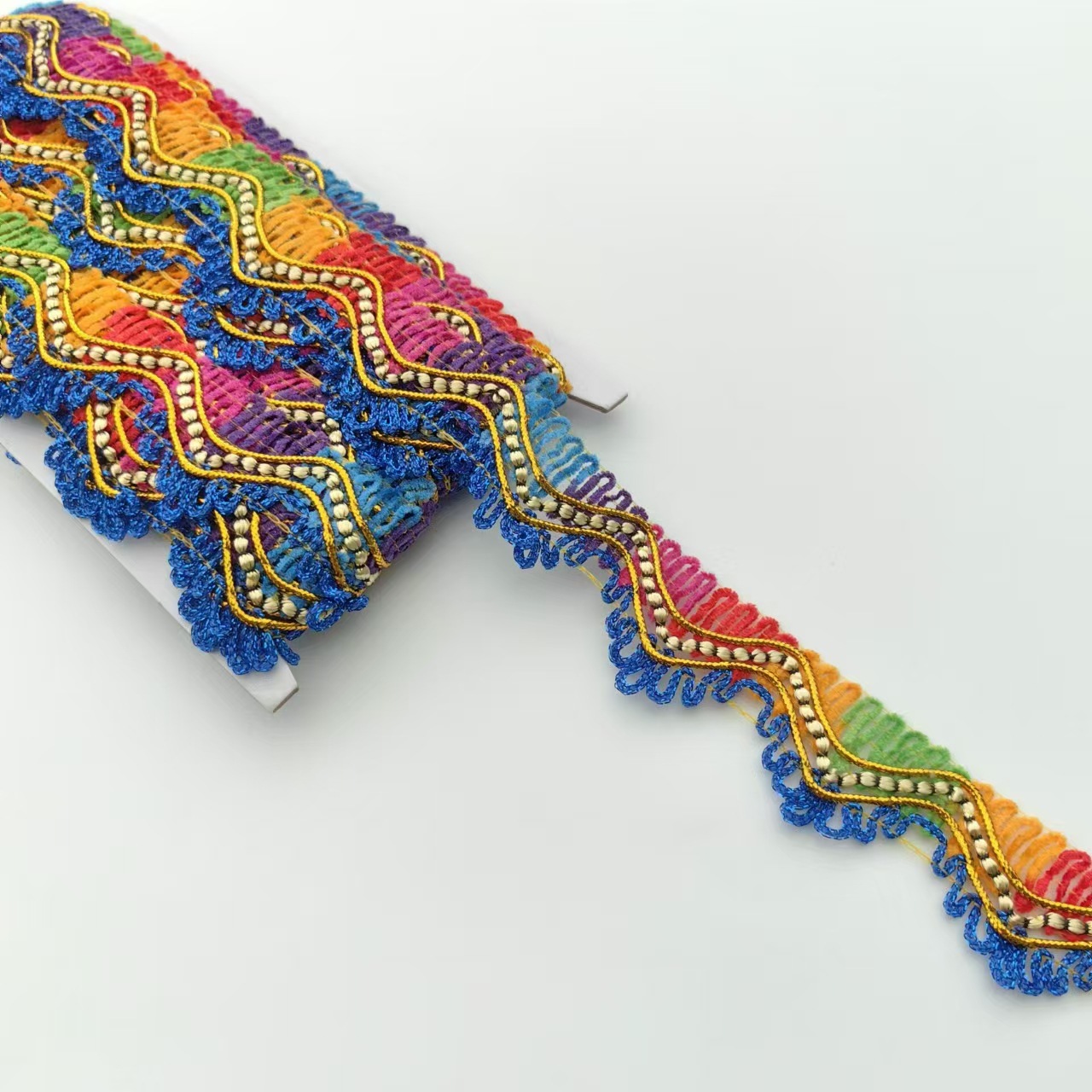 Hecho a mano DIY colorido triángulo de seda dorada lentejuelas hecho a mano Festival del medio otoño de encaje de torre plegable camión grande bolso superior encaje sala budista