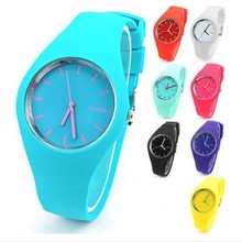 跨境超薄连体日内瓦硅胶手表 个性时尚学生儿童创意手表多色可选