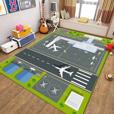 Avtomobil döşəmə paspasları – Map Game Toy Mat Road - light-blue-20-80x-120cm