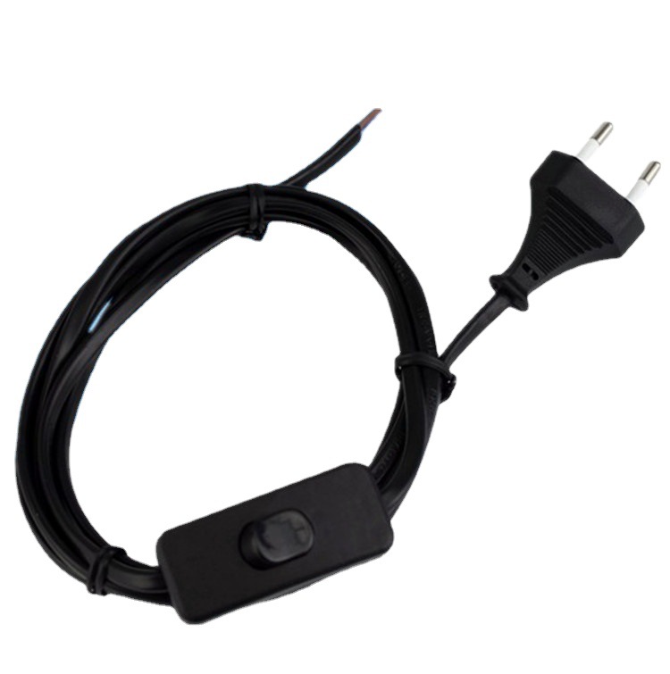 欧洲黑色直发器电源线 直发梳1.8米带旋转头二芯欧规插头电源线