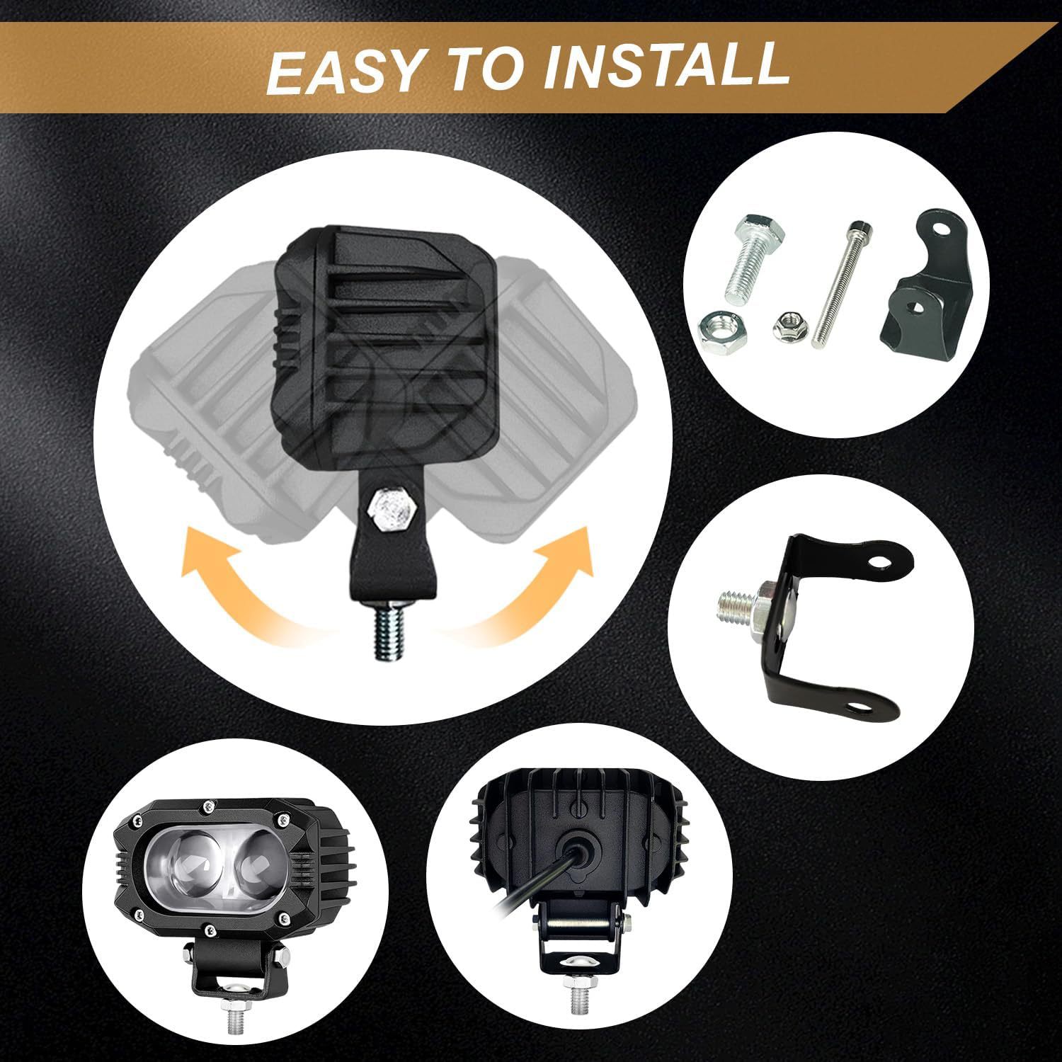 Cross-Border 4inch Spotlights for Mountain Electric Bikes Suitable for Yozma in 10 Off-Road Vehicles, Super Bright Work Lights