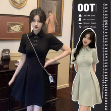 黑色连衣裙子2023新款女小个子改良旗袍气质小黑裙国风夏季新中式