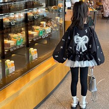 女童2025秋装新款外套洋气棒球儿童休闲女孩上衣夹克拼接公主黑色