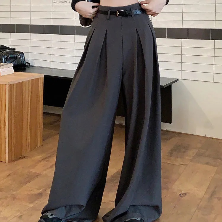 2025 primavera y verano pantalones de traje de diseño suelto pantalones casuales pantalones anchos de mujer pantalones de trapeador de cintura alta image 4