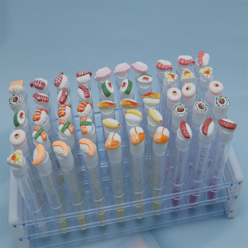 Cartoon Sushi Tube Eyelash Brush, Individually Packaged, Disposable Test Tube Eyelash Comb, Spiral Portable Makeup Brush